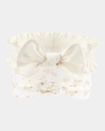 Baby Girl 2-Pack Headwraps - White/Yellow