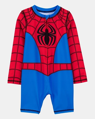 Toddler Marvel™ Spider-Man 1-Piece Rashguard Swimsuit - Blue/Red