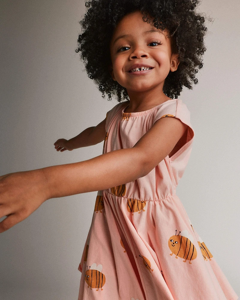 Toddler Girl Avenue Twirl™ Dress in Bee Print - Light Pink