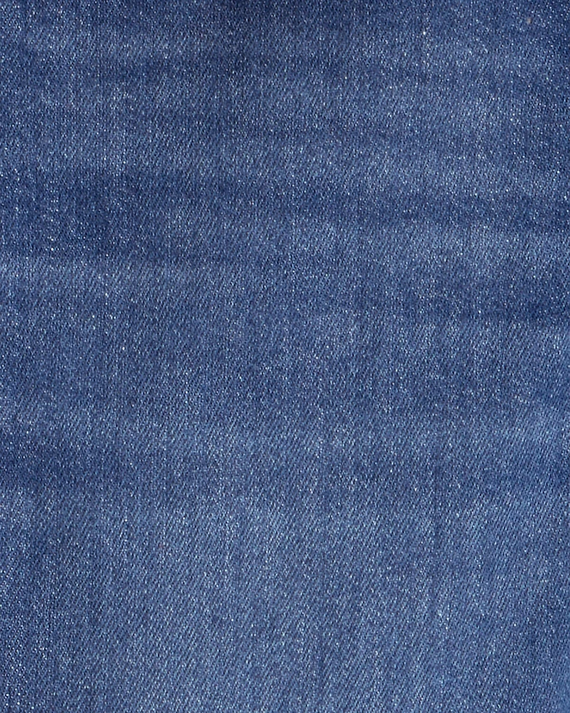 Girls Button-Front Straight Leg Jeans - Blue