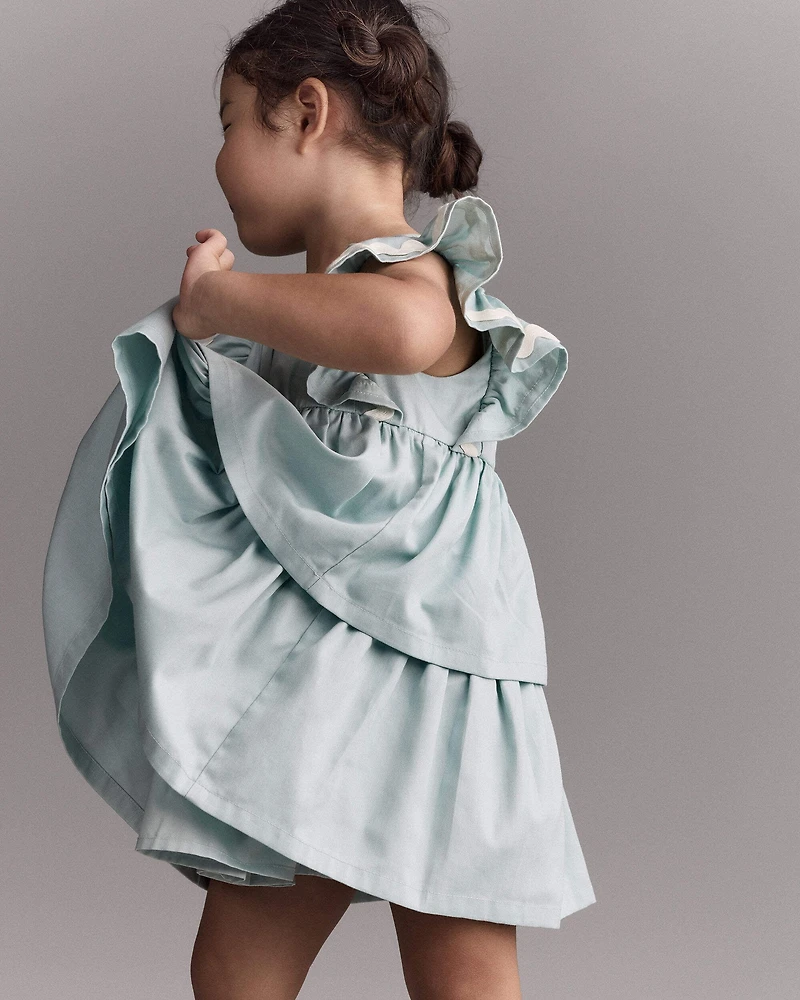 Toddler Girl Ruched Tiered Dress - Light Blue