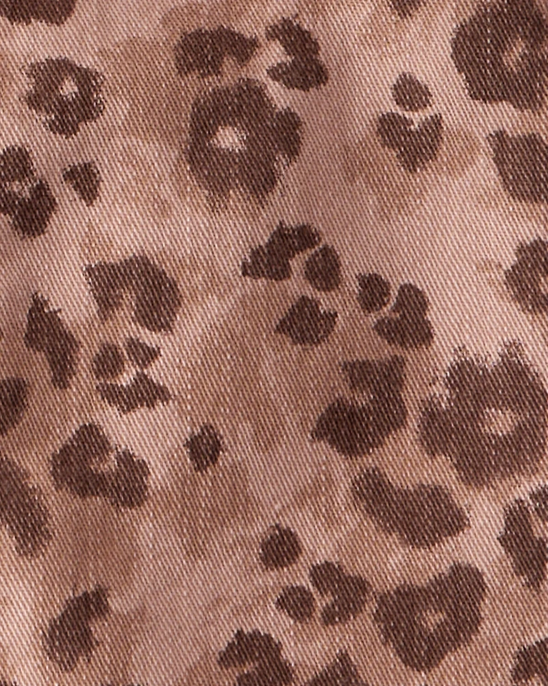 Girls Leopard Print Short-Sleeve Dress - Brown