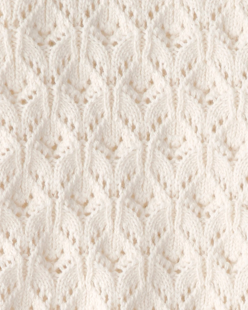 Girls Organic Cotton Pointelle Sweater Cardigan