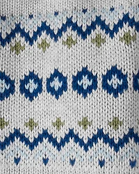 Baby Boy Recycled Fair Isle Sherpa Sweater Knit Jacket