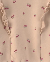Girls 2-Piece Floral Fleece Long-Sleeve Top & Pant Set - Cream/Red