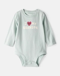 Baby Girl Cotton Long-Sleeve Graphic Bodysuit - Blue