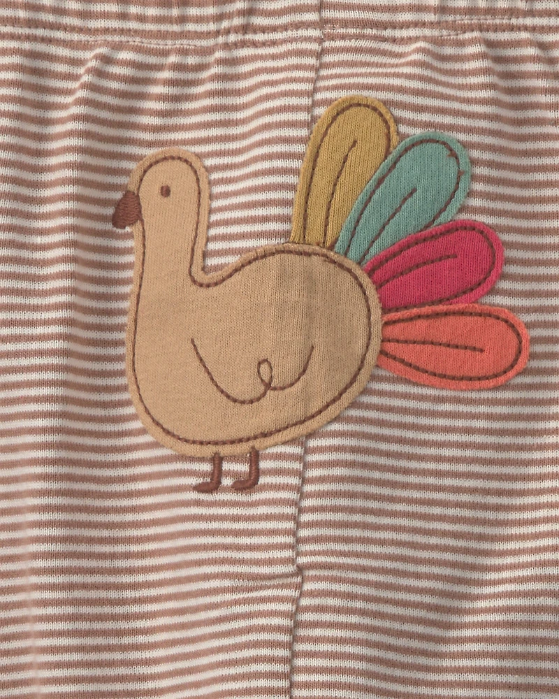 Baby 2-Piece 'Baby's First Thanksgiving' Top & Pant Set - Brown/Cream
