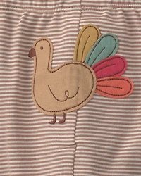Baby 2-Piece 'Baby's First Thanksgiving' Top & Pant Set - Brown/Cream