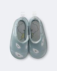 Toddler Rainboots in Rain Cloud Print - Pale Blue