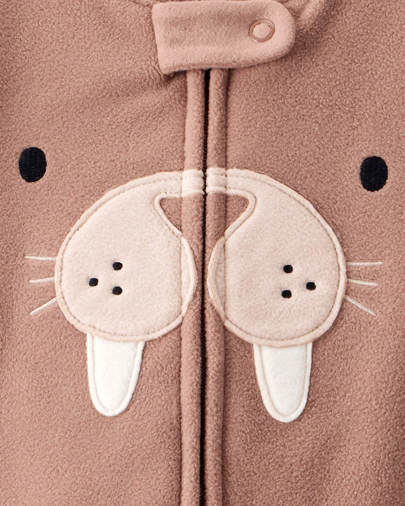 Toddler Boy Walrus Loose Fit Long-Sleeve 1-Piece Pajamas - Brown