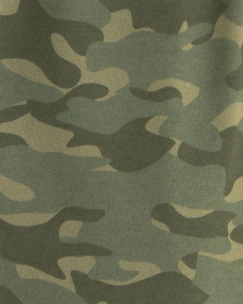 Boys Camo Fleece Joggers - Olive Green