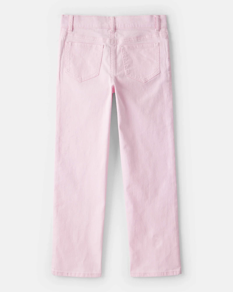 Girls Button-Front Straight Leg Pants - Pink