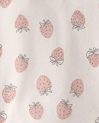 Girls 2-Piece Organic Cotton Ribbed Pajama Set in Strawberry Print