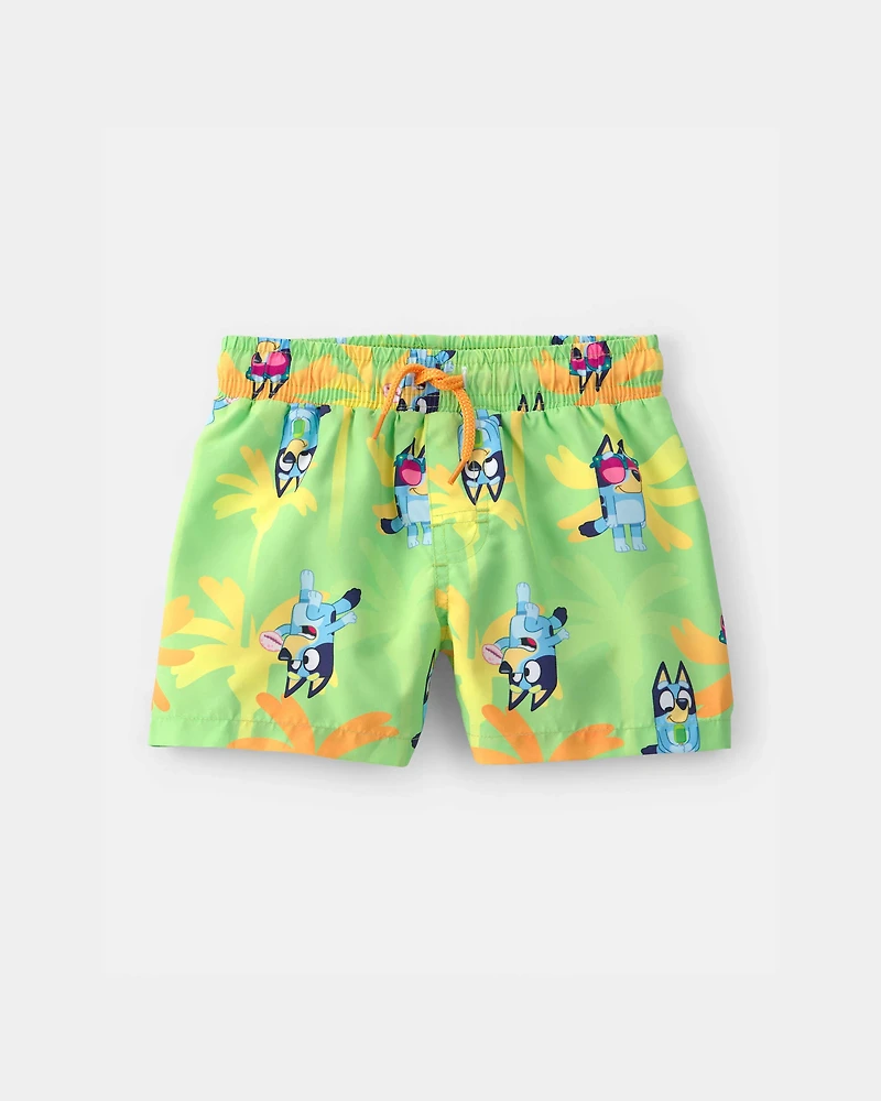 Toddler Boy 2-Piece Bluey™ Rashguard & Swim Trunk Set - Orange/Green