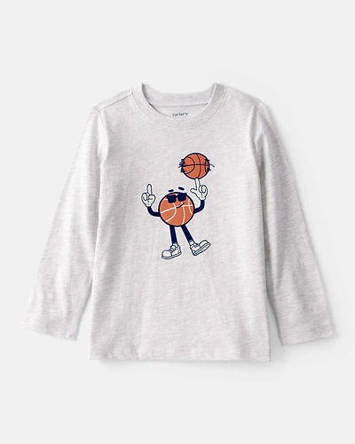 Toddler Boy Basketball Long-Sleeve Graphic Tee - Grey