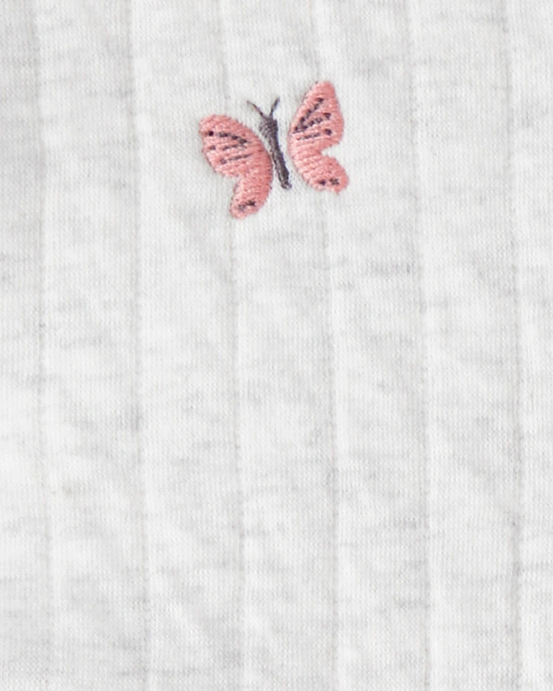 Baby Girl 3-Piece Butterfly Vest Outfit Set - Green