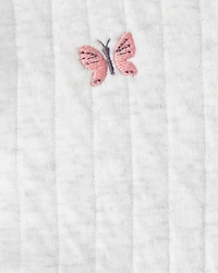 Baby Girl 3-Piece Butterfly Vest Outfit Set - Green