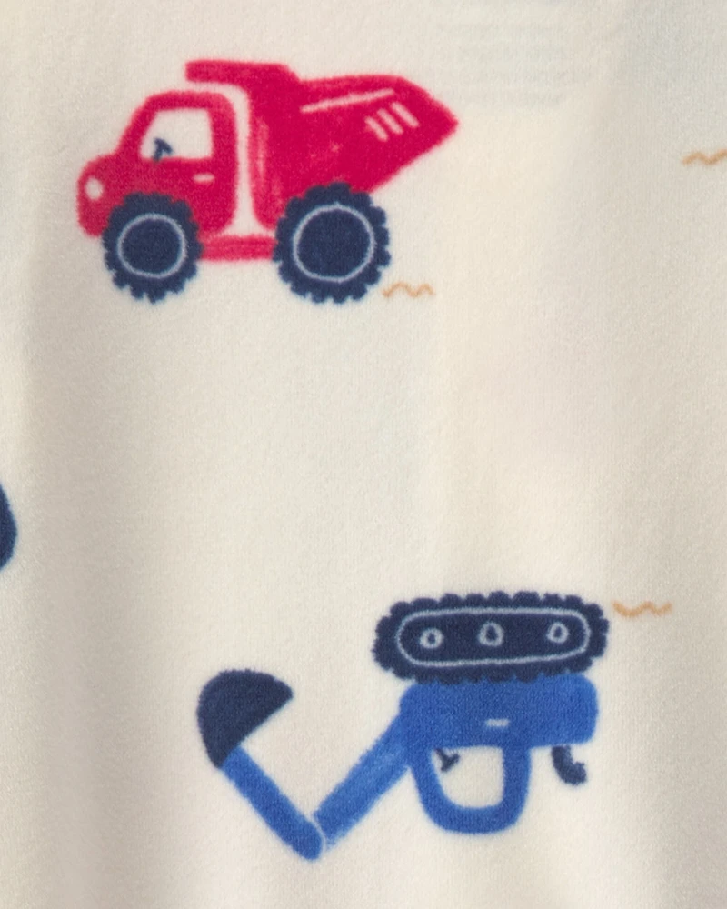 Baby Boy Construction 2-Way Zip Sleep & Play Pajamas - Cream