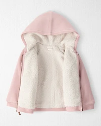 Toddler Girl Recycled Sherpa Waffle Knit Hooded Jacket