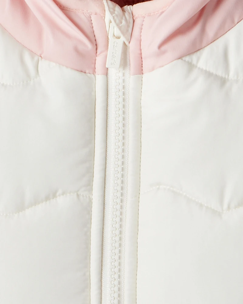 Baby Girl 2-Piece Color Block Hooded Snowsuit Jacket & Bib Set
