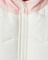 Baby Girl 2-Piece Color Block Hooded Snowsuit Jacket & Bib Set