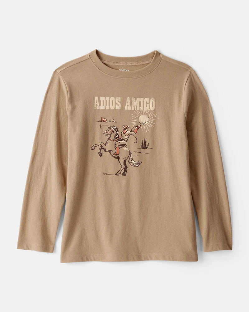 Boys Western Long-Sleeve Graphic Tee - Brown