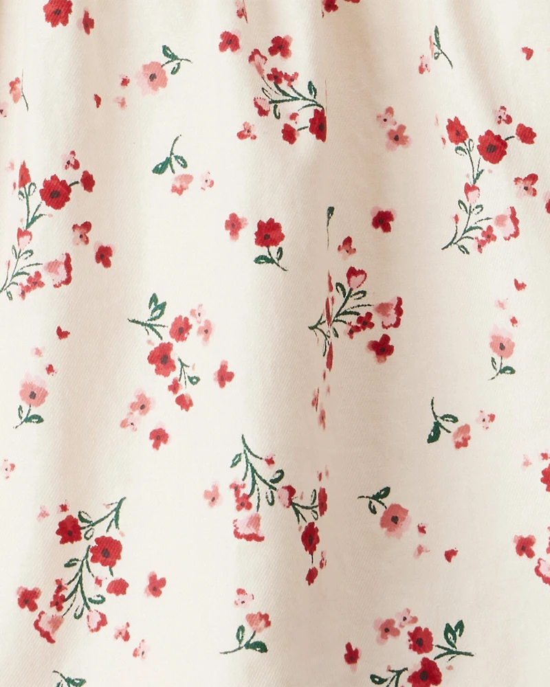 Toddler Girl Floral Print 100% Cotton Long-Sleeve Top - Ivory