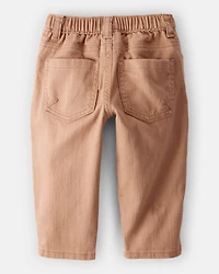 Baby Boy  Tapered 100% Cotton Twill Pants - Tan