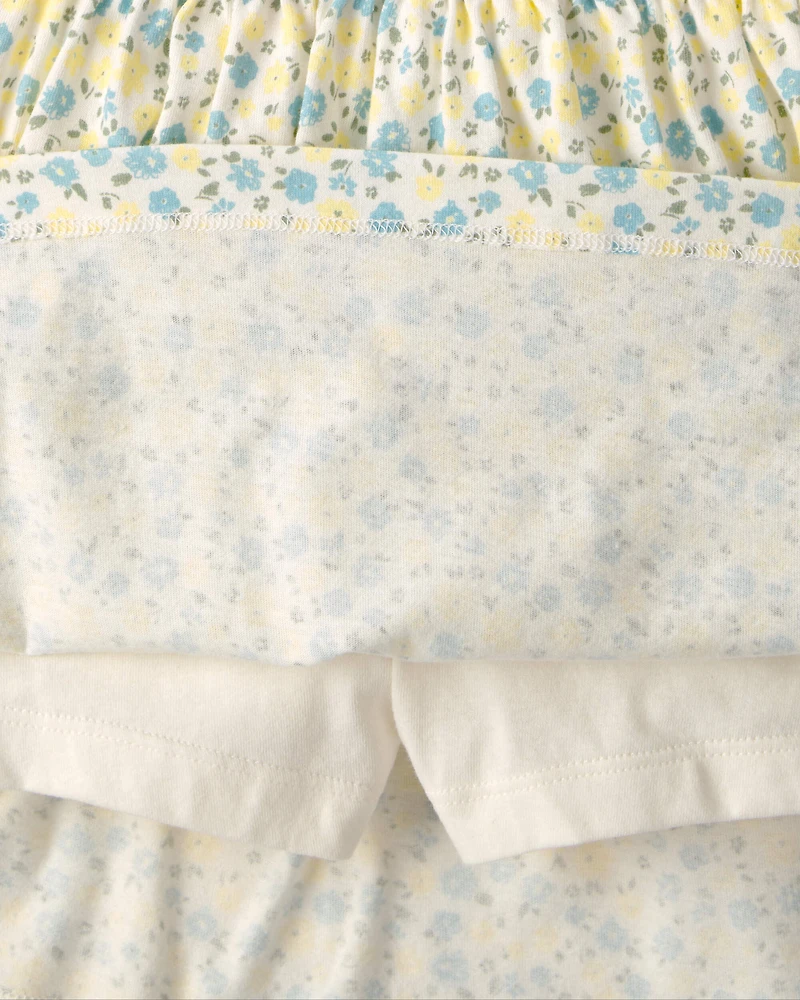 Girls 2-Piece Floral French Terry Top & Skirt Set - Yellow