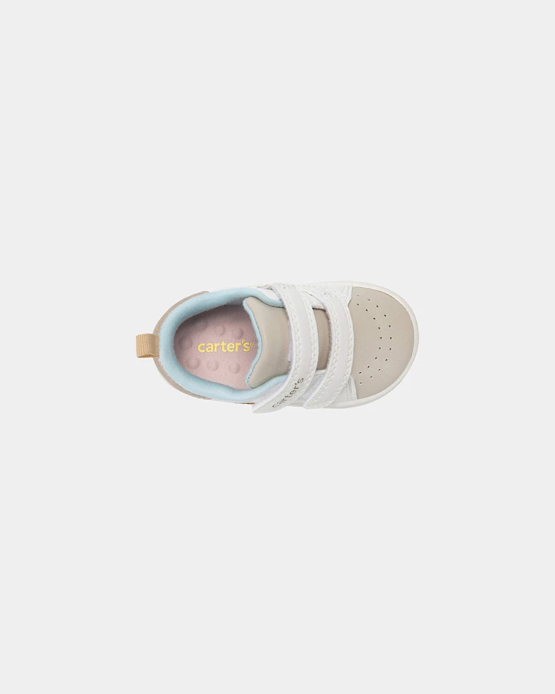 Baby Girl Every Step® First Walker Heart Casual Shoes - White/Tan