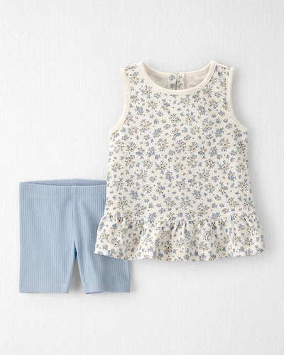 Toddler Girl 2-Piece Top & Short Set Made with Organic Cotton in Spring Bloom Print