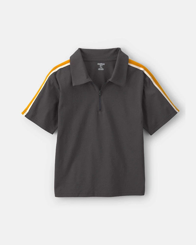 Boys Striped Polo Shirt - Grey