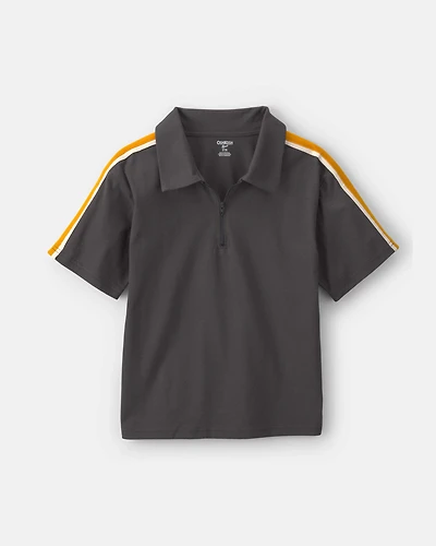 Boys Striped Polo Shirt - Grey