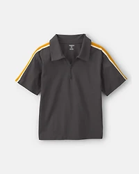 Boys Striped Polo Shirt - Grey