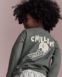 Toddler Boy Chillin' Long-Sleeve Relaxed Graphic Tee - Olive