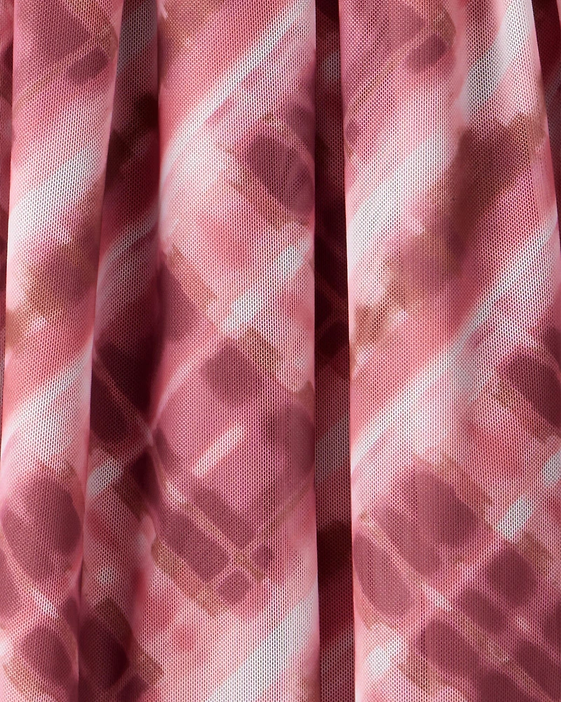 Girls Mesh Plaid Skirt - Pink