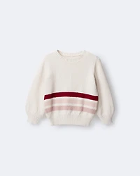 Toddler Girl Striped Pullover Sweater - Ivory