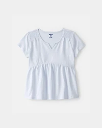 Girls Peplum Short-Sleeve Top - Blue