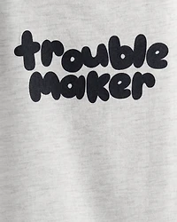 Baby Boy 'Trouble Maker' Short-Sleeve Graphic Bodysuit - Grey