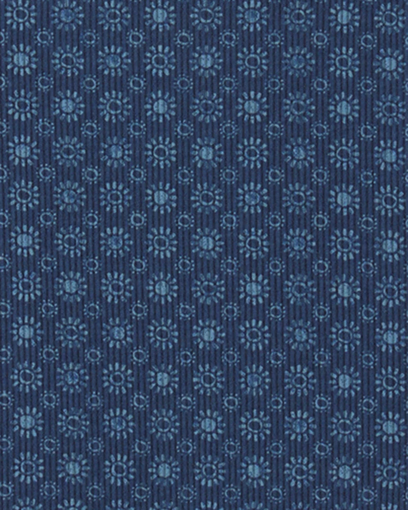Girls Floral Ribbed Tee - Navy