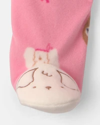 Baby Girl Dog Fleece 2-Way Zip Sleep & Play Pajamas - Pink