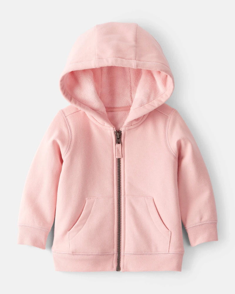 Baby Girl DayDream Fleece Long-Sleeve Hooded Zip-Up Jacket - Pink