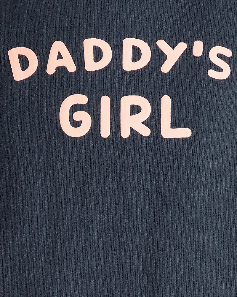 Baby Girl "Daddy's Girl" Cotton Long-Sleeve Graphic Bodysuit - Navy Blue