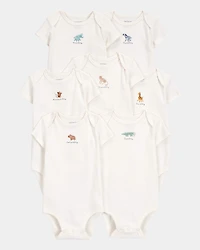 Baby 7-Pack Days Of The Week Short-Sleeve Cotton Bodysuits - Ivory