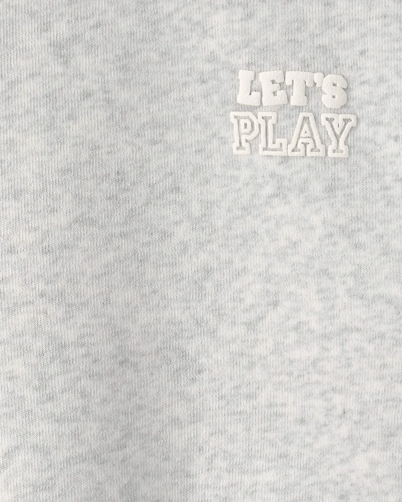 Toddler Girl 'Let's Play' Fleece Pullover Sweatshirt - Grey