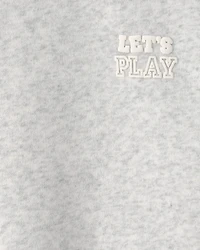 Toddler Girl 'Let's Play' Fleece Pullover Sweatshirt - Grey