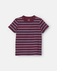 Toddler Boy Striped T-Shirt - Burgundy/Blue