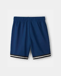 Boys Striped Mesh Active Shorts - Navy
