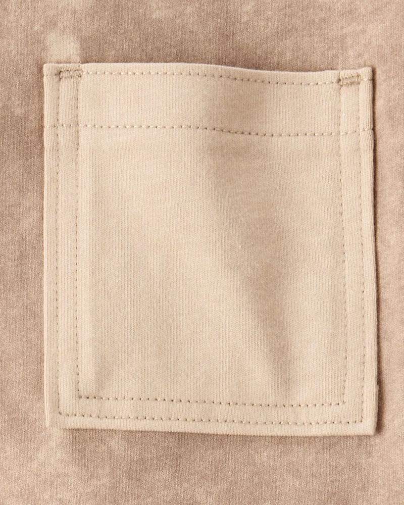 Boys Acid Wash Cotton Short-Sleeve Pocket Tee - Brown