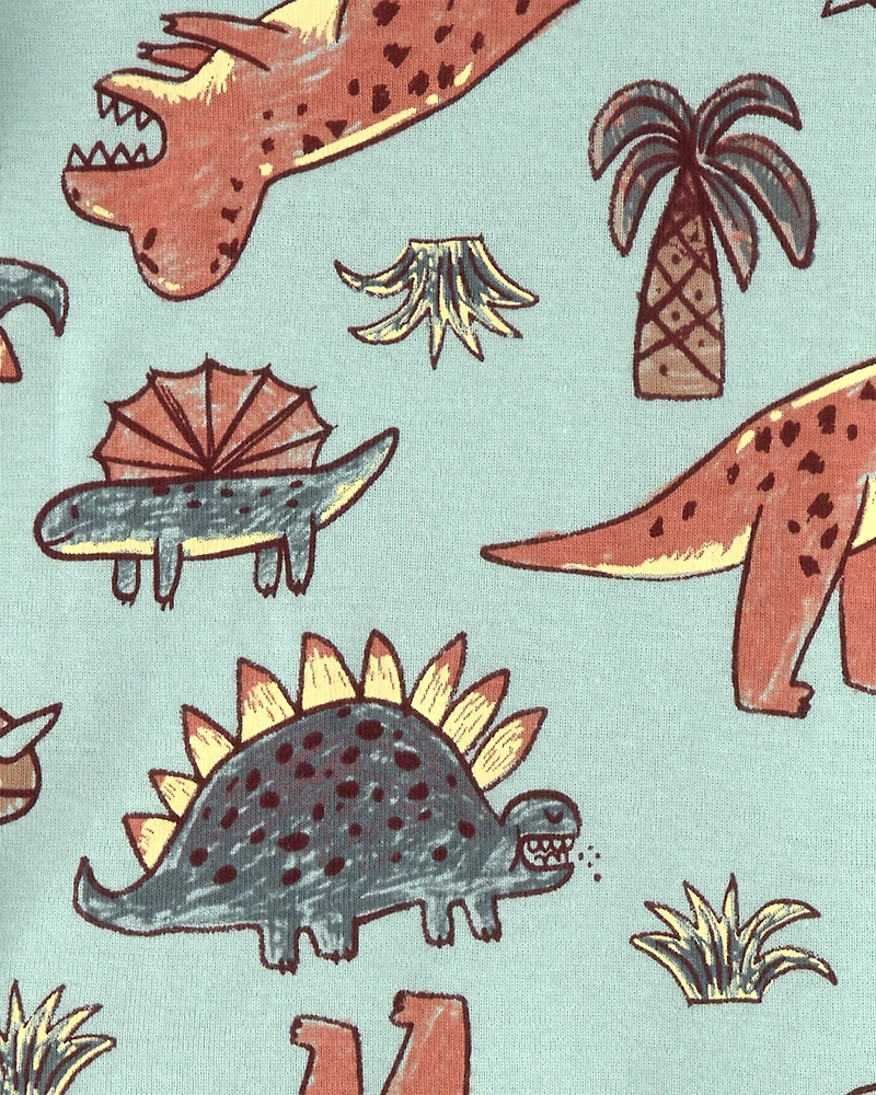 Baby Boy Dinosaur 100% Cotton Snug Fit 4-Piece Pajama Set - Blue/Grey